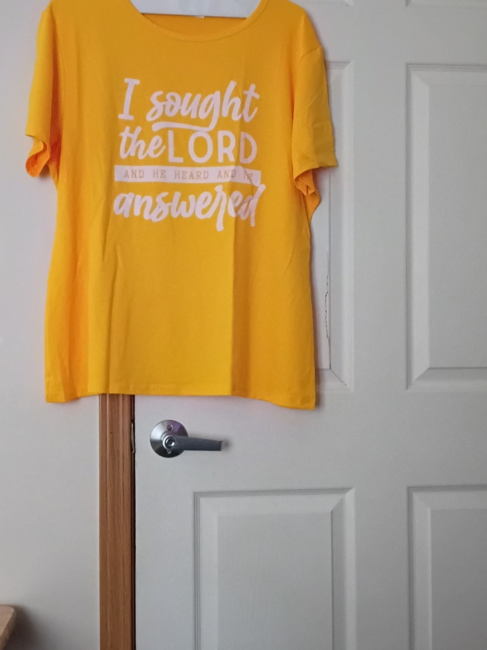 Yellow Graphic Women's T-Shirt - 'I Sought the Lord'